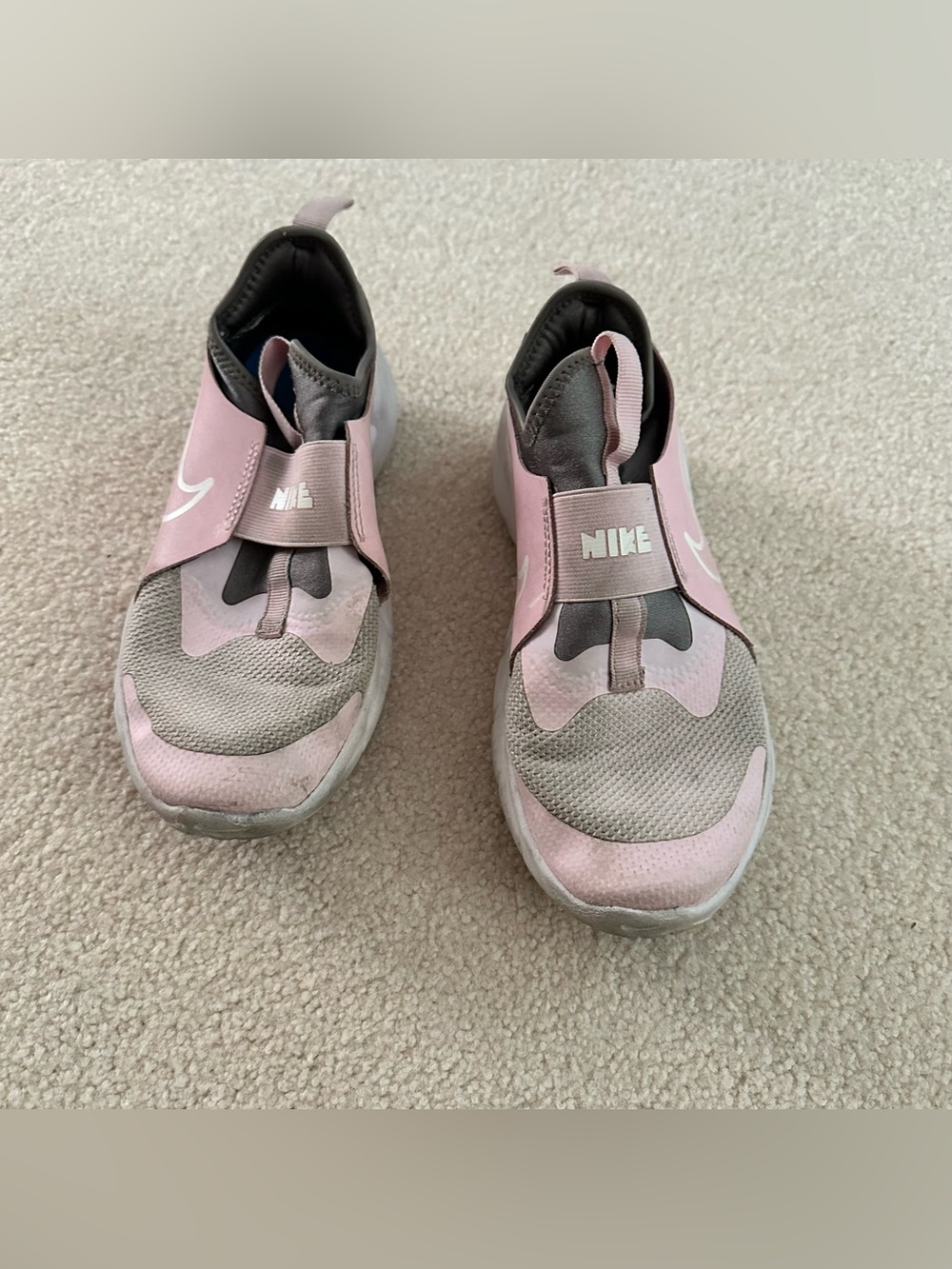 Nike Kids Pink and Gray Slip-On Sneakers 3Y